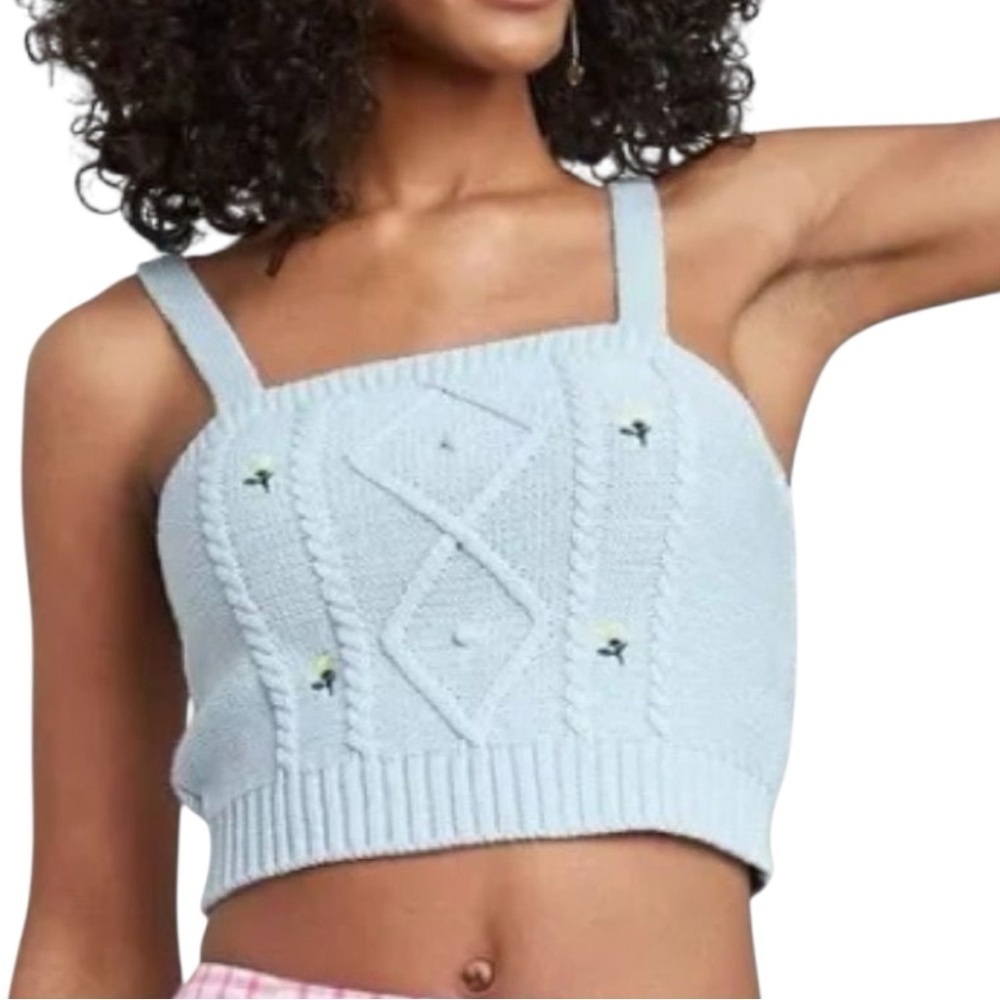 Wild Fable Knit Crop Top Blue XL